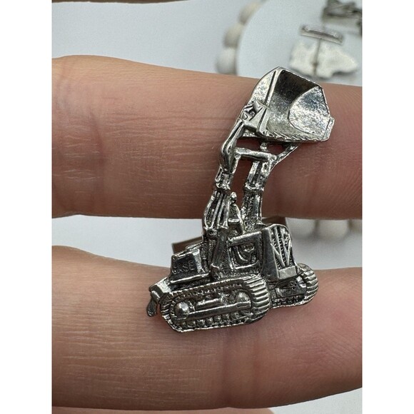 Vtg Construction Vehicle Cufflinks Tie Clip Mercury  Industries  Yale Bulldozer - Picture 3 of 8